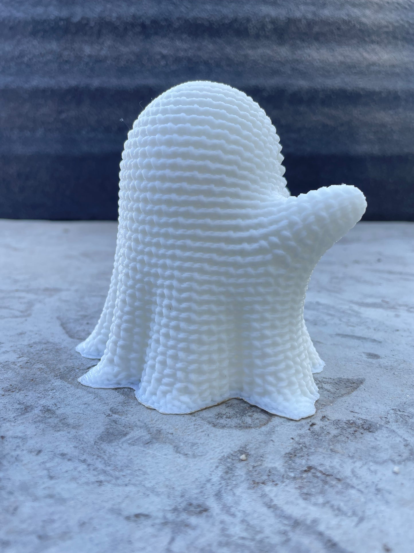 Crocheted Ghost LED Tea Light Cover - 3D Printed in Plant based PLA.