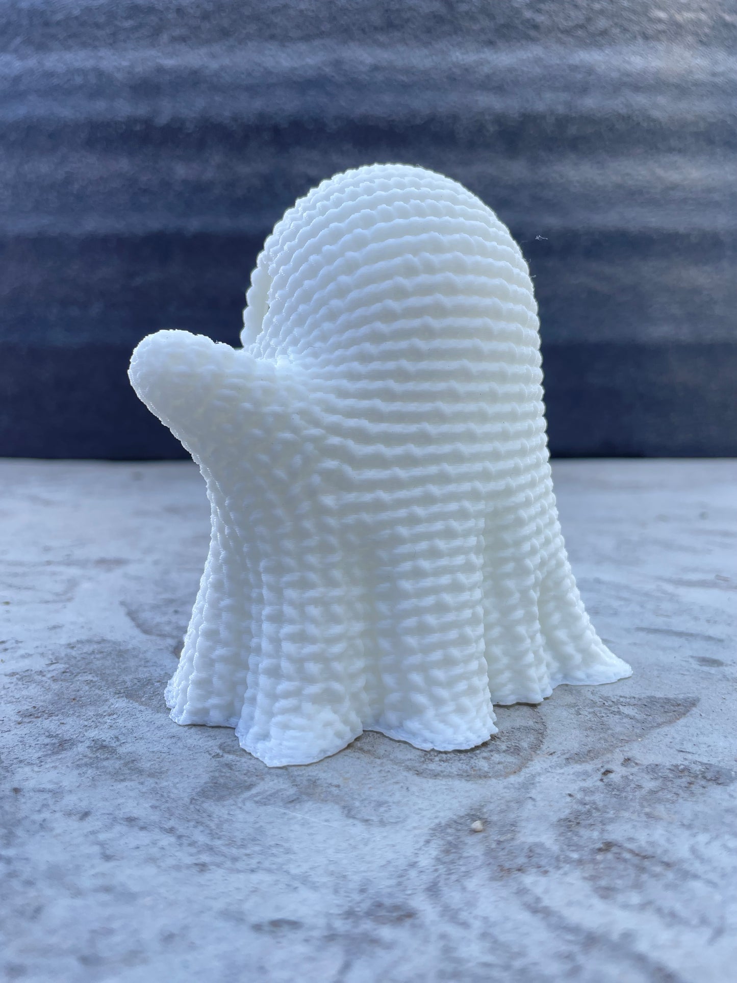 Crocheted Ghost LED Tea Light Cover - 3D Printed in Plant based PLA.