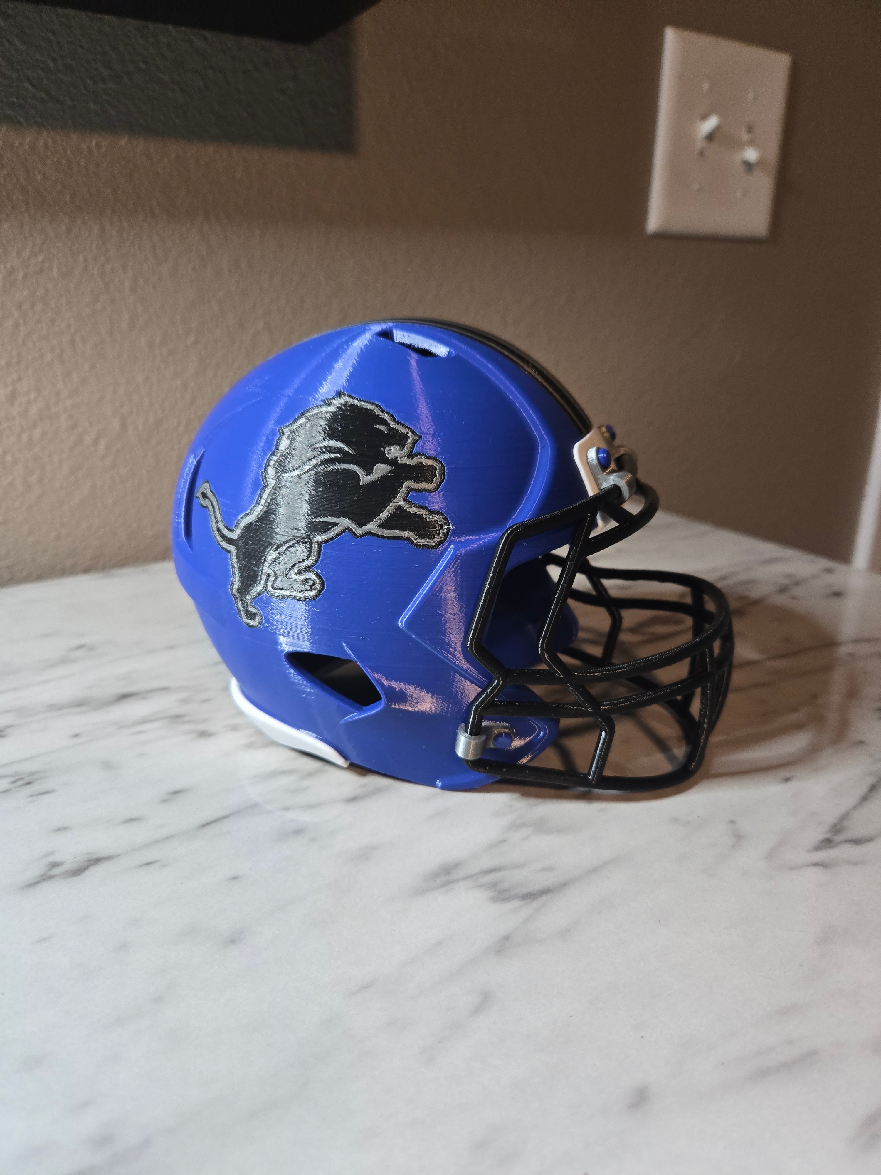 3D printed art NFL Helmets outside