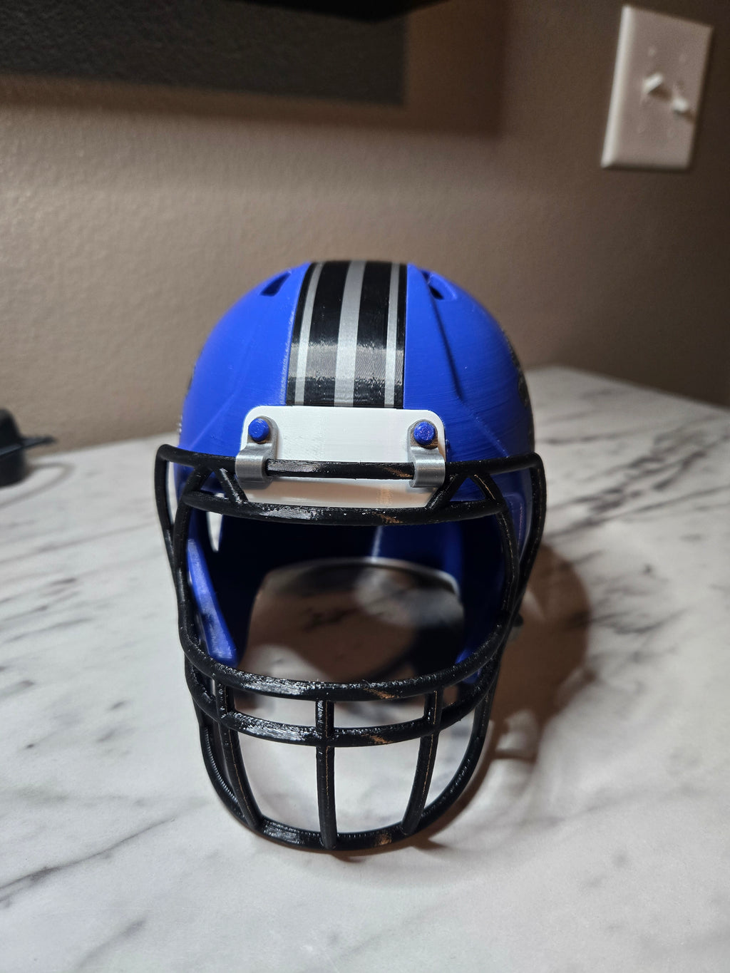 3D printed art NFL Helmets outside