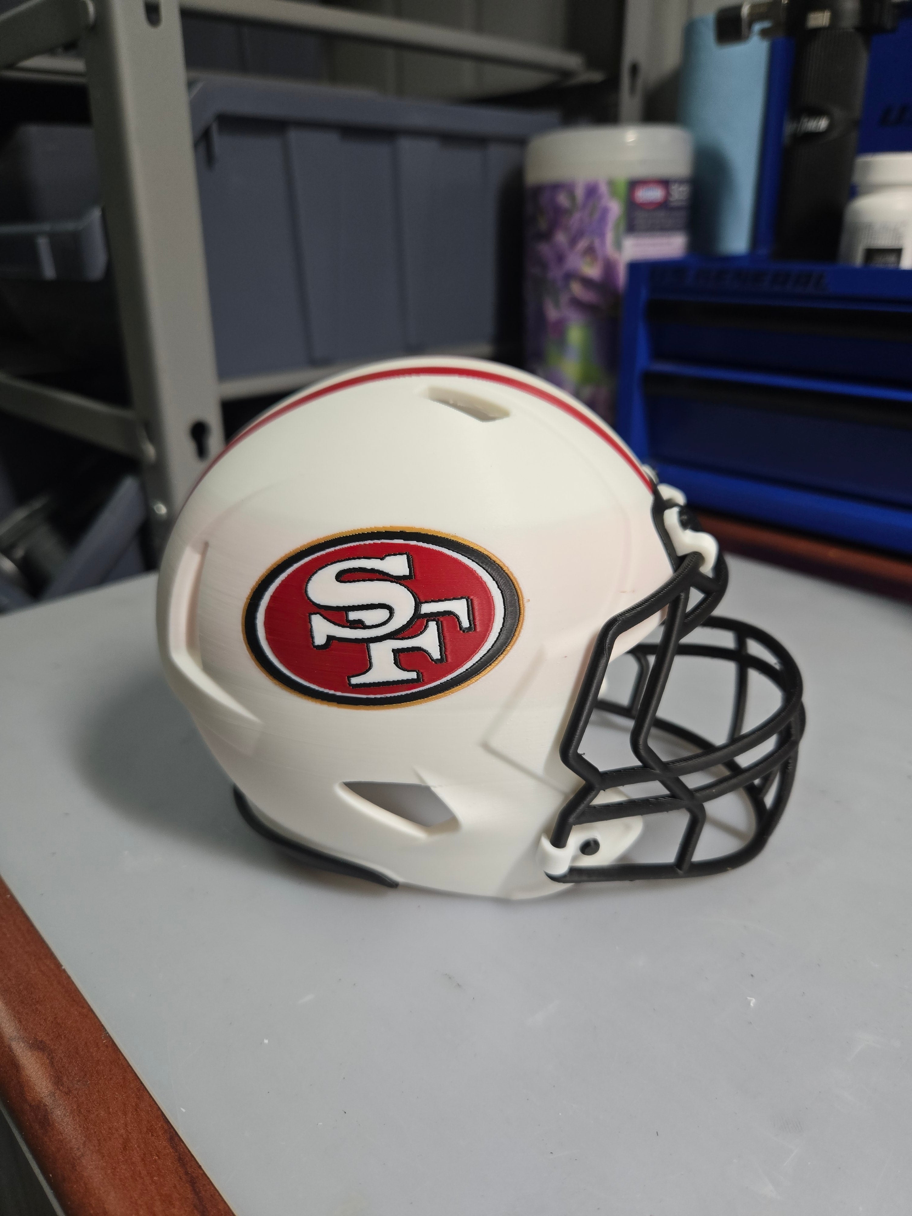 3D printed art NFL Helmets outside