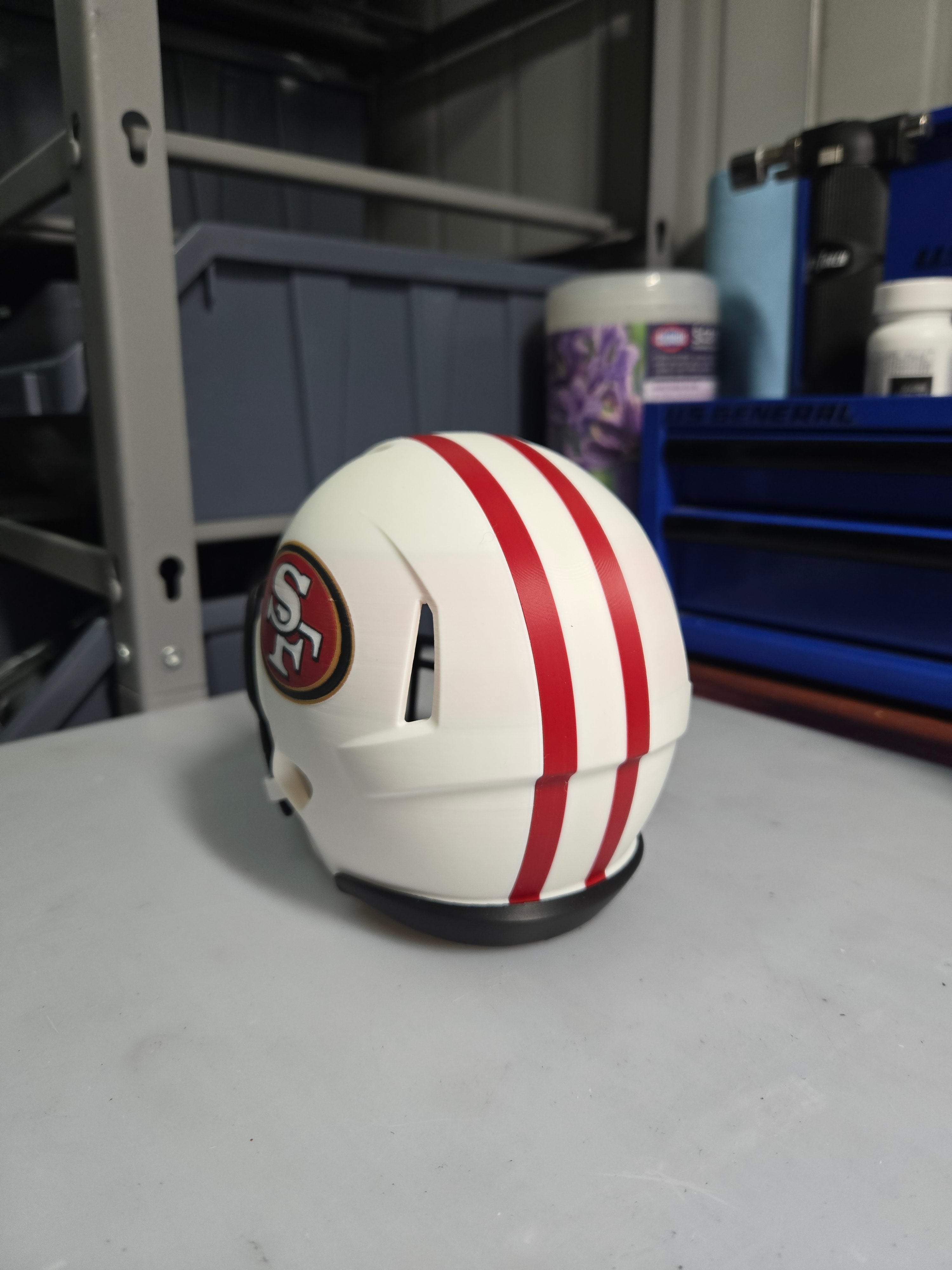 3D printed art NFL Helmets outside