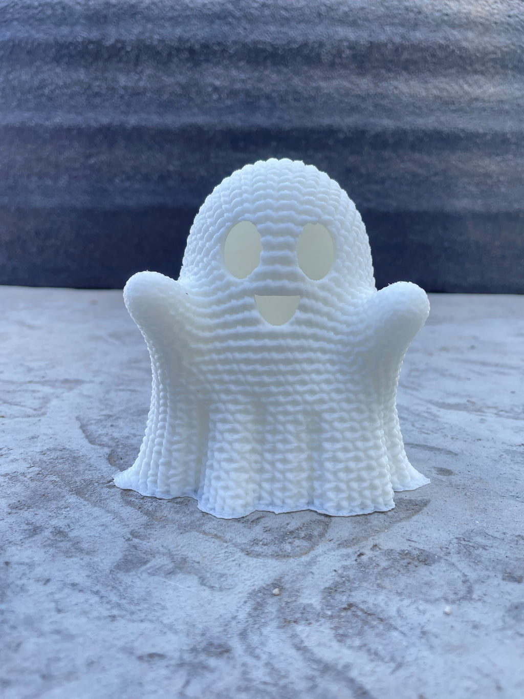 Crocheted Ghost LED Tea Light Cover - 3D Printed in Plant based PLA.