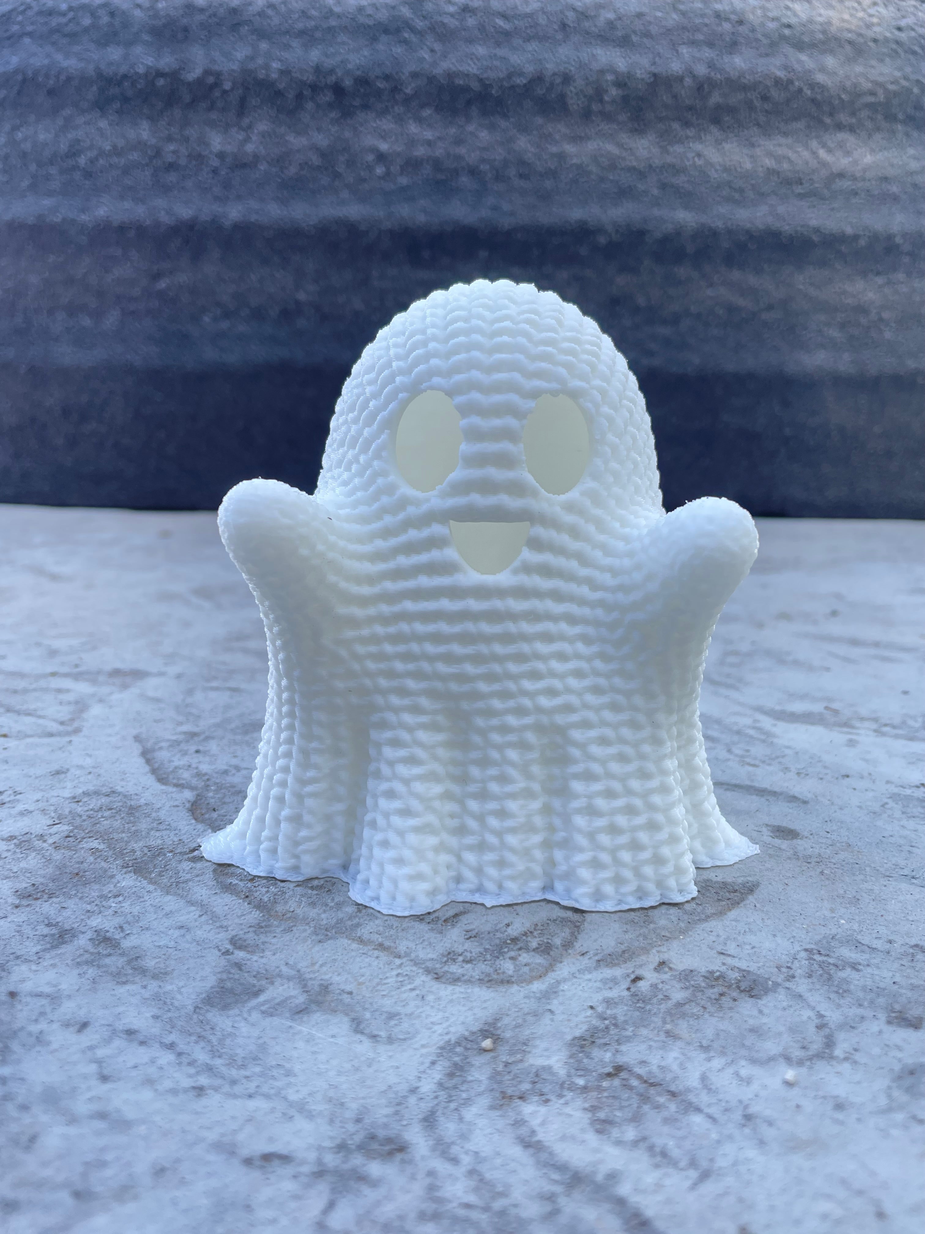 Crocheted Ghost LED Tea Light Cover - 3D Printed in Plant based PLA.