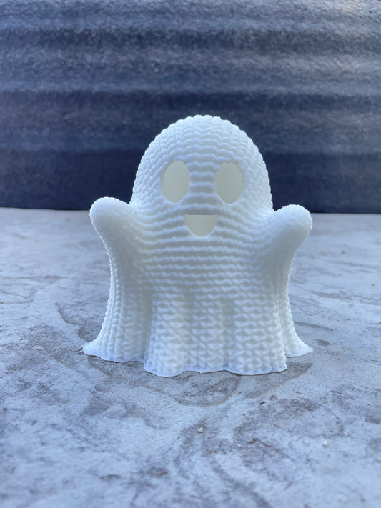 Crocheted Ghost LED Tea Light Cover - 3D Printed in Plant based PLA.