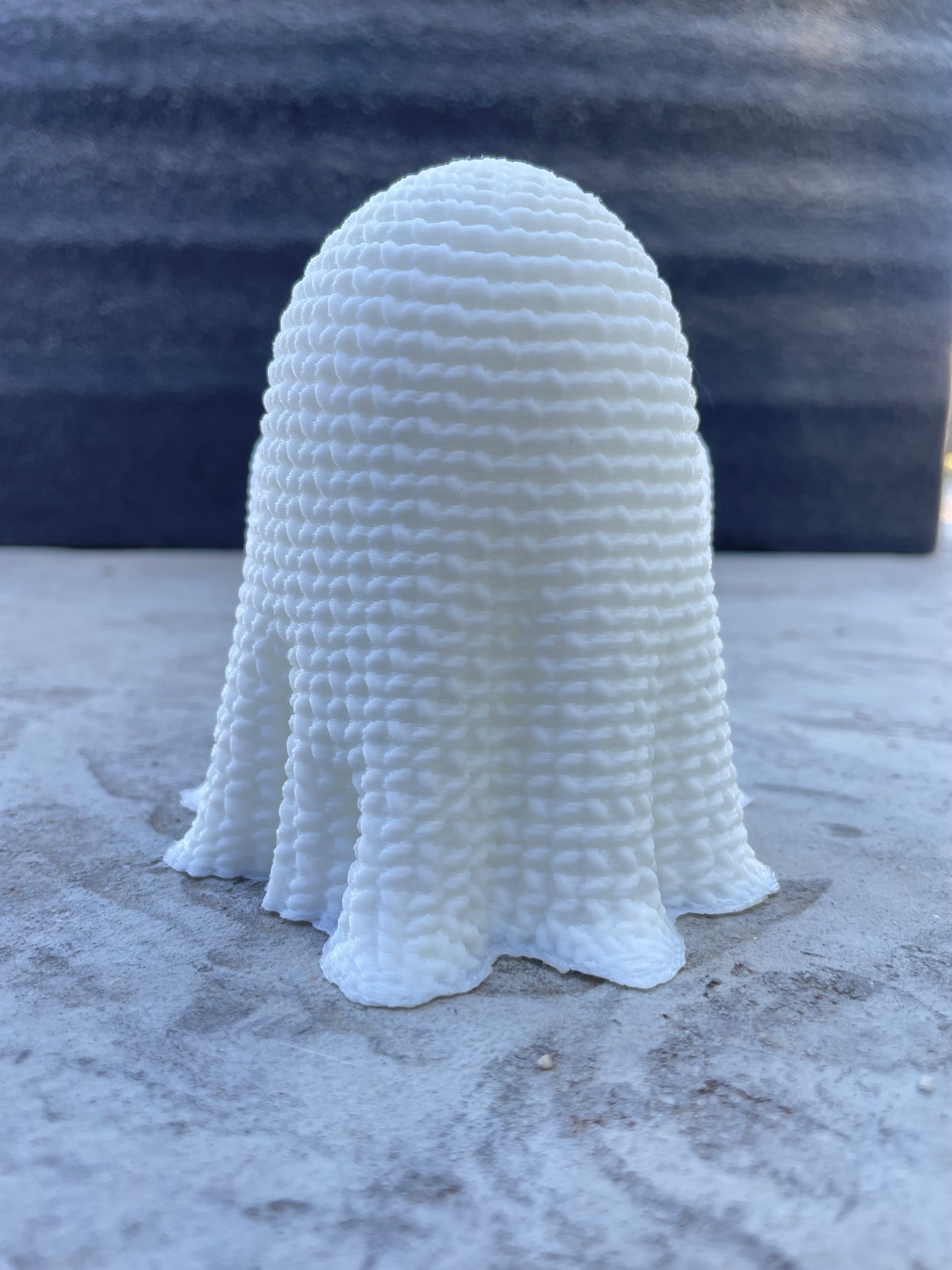 Crocheted Ghost LED Tea Light Cover - 3D Printed in Plant based PLA.