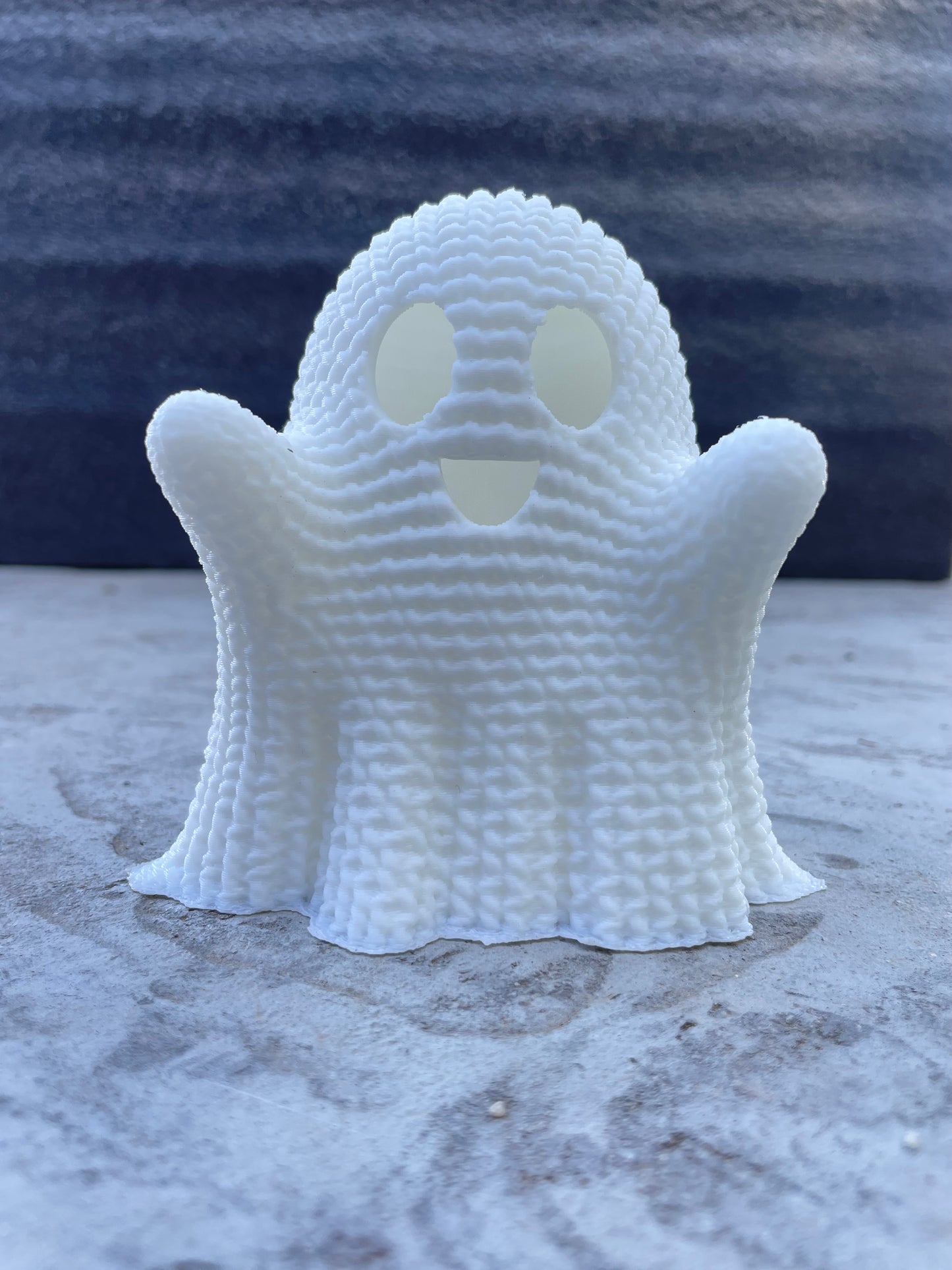 Crocheted Ghost LED Tea Light Cover - 3D Printed in Plant based PLA.